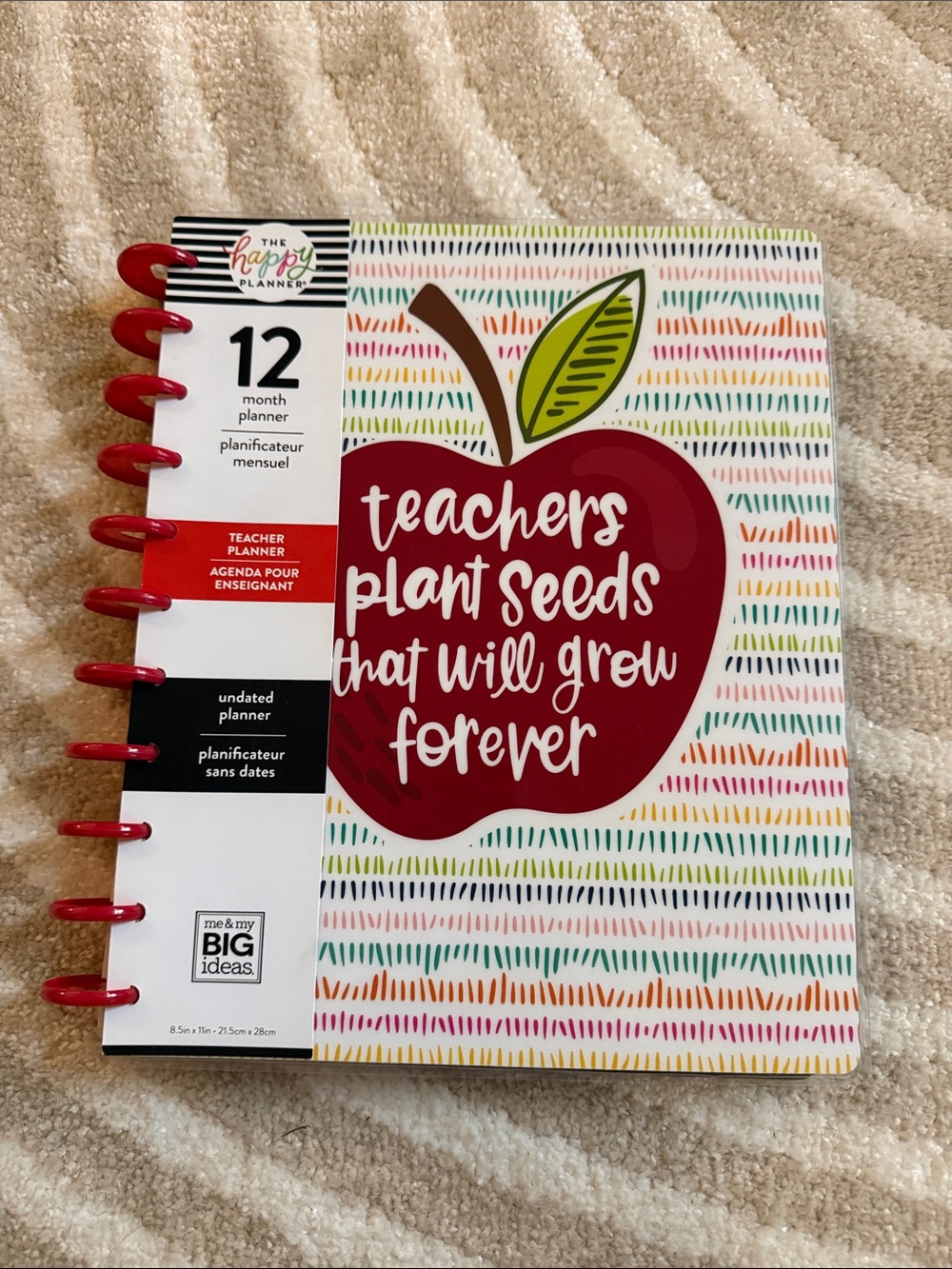 The Happy Planner Teacher Planner with Red Apple and Rainbow Dots